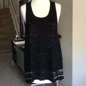 Black Sleeveless Top with Beaded Design